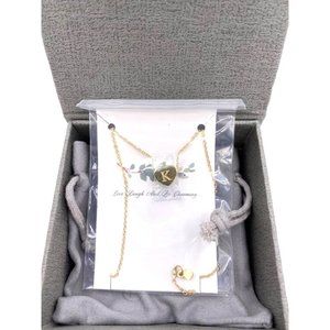 Initial Heart Necklace Gold Plated Shell Dainty Necklace Engraved Letter - K